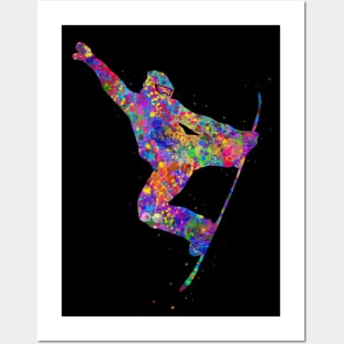 Snowboarder watercolor art Posters and Art